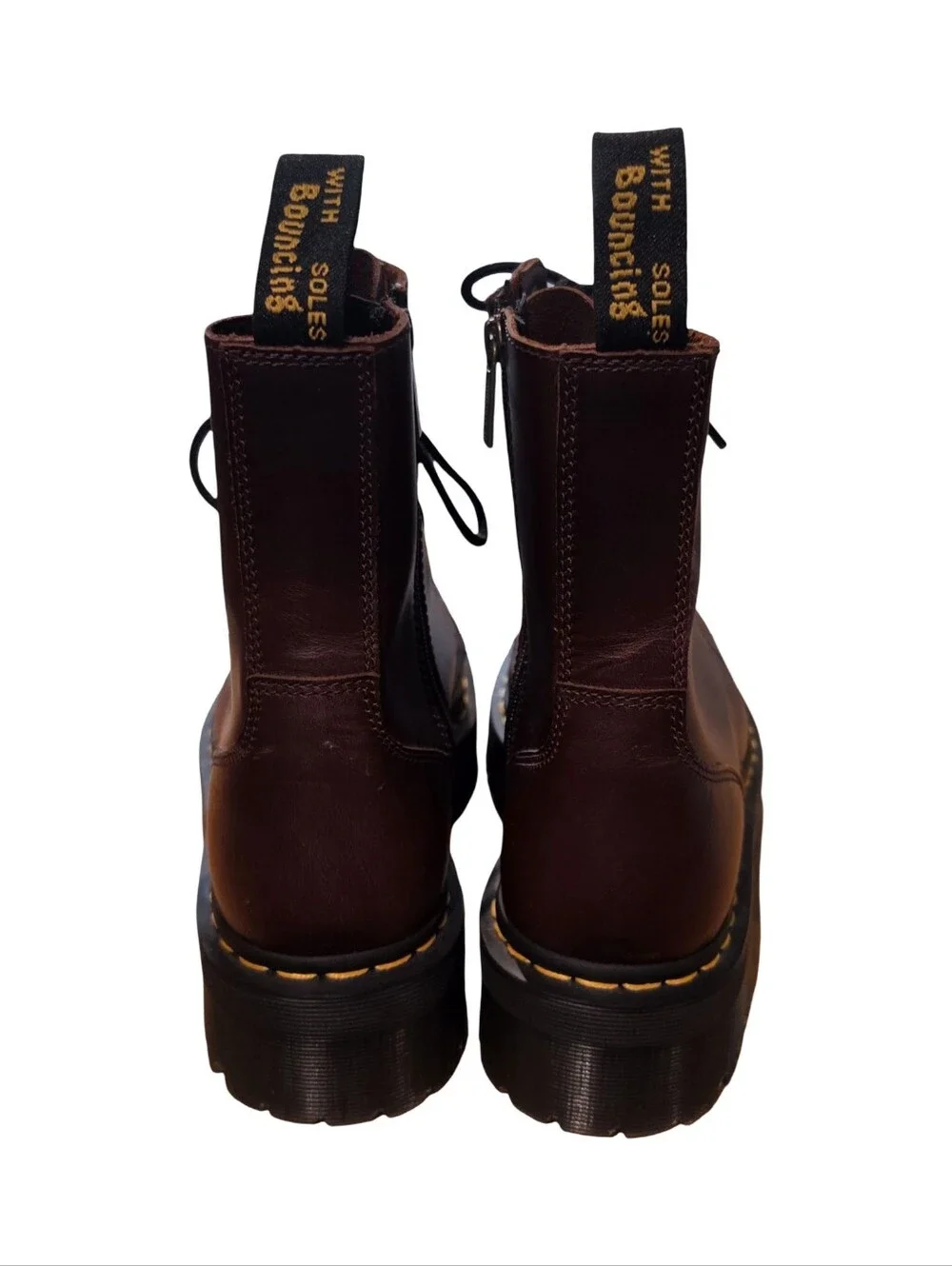 Dr. Martens Jadon Platform Leather Combat Boots Dark Cherry Brown Men's 11